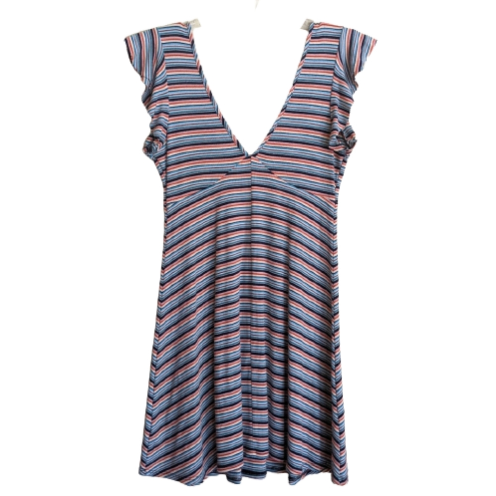 Wild Fable Baby Doll Dress Ribbed Striped Multicolor V-neck Size Small